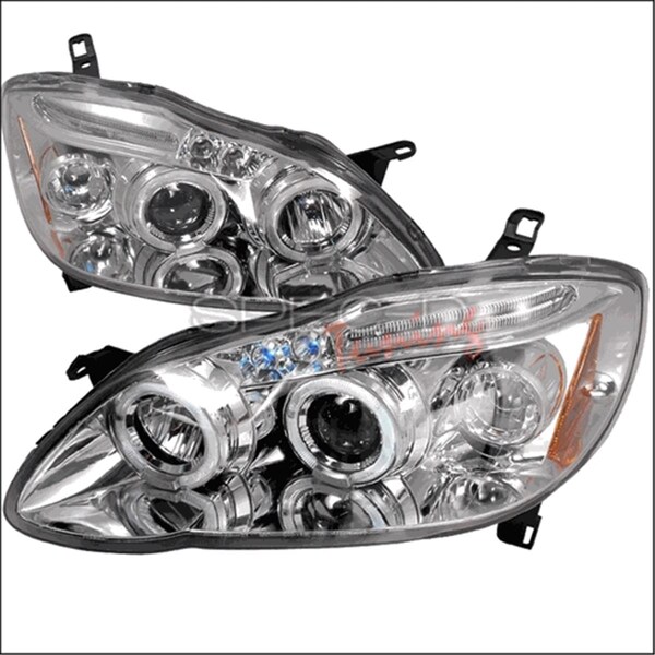 Overtime Halo LED Projector Headlights for 03 to 08 Toyota Corolla, Chrome - 10 x 25 x 26 in. OV126204 - main